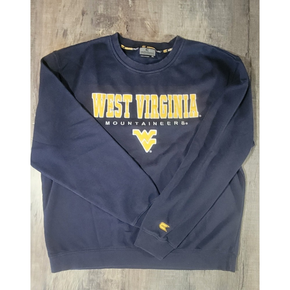 West Virginia Mountaineers Sweatshirt Mens XL Blue Fleece Crewneck Colosseum EUC